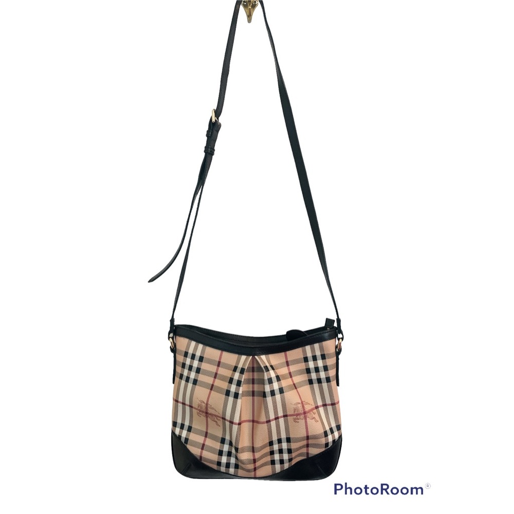 Burberry Harthman Hay-market Nova check crossbody bag in coated canvas.